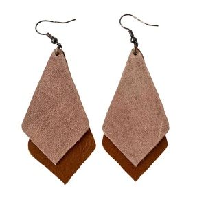 Leather Boho Tan Brown Dangle Earrings